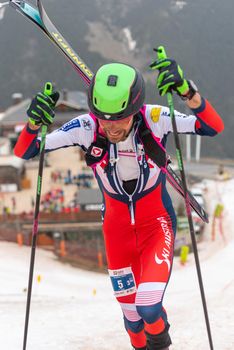 Arinsal, Andorra : 2021 March 2 : HERRMANN Jakob AUT in the ISMF WC Championships Comapedrosa Andorra 2021- RelayRace Men.