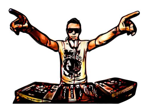 illustration of disc jockey in action