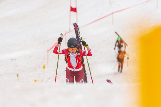 Arinsal, Andorra : 2021 March 3 : SCHMID Alessandra SUI in the ISMF WC Championships Comapedrosa Andorra 2021- Relay Race Women.
