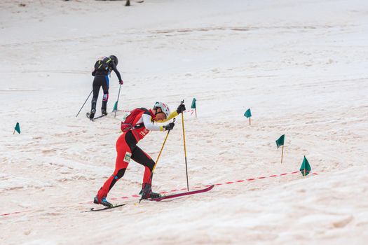 Arinsal, Andorra : 2021 March 3 : QUINCOCES ALTUNA Nahia ESP in the ISMF WC Championships Comapedrosa Andorra 2021- Relay Race Women.