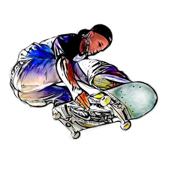 illustration of jumping skateboarder