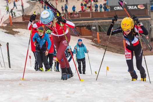 Arinsal, Andorra : 2021 March 3 : SCHMID Alessandra SUI in the ISMF WC Championships Comapedrosa Andorra 2021- Relay Race Women.