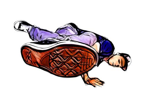 	breakdancer illustration on white background