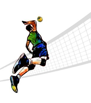 illustration of volleyball playeron white background