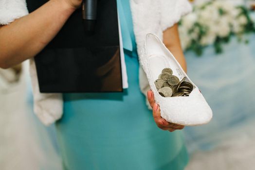 wedding shoes of the bride, beautiful fashion