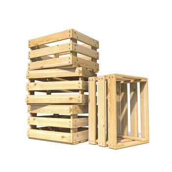 Wooden crates 3D rendering illustration isolated on white background