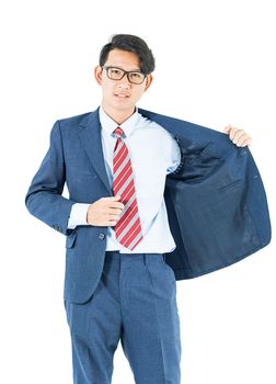 Young business men portrait in suit over white background