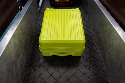 Airport check-in desk counter with weighting luggage belt.