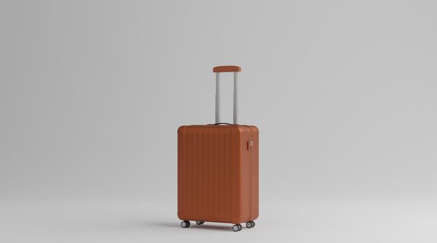 Brown luggage over white background travel concept. 3d rendering