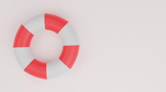 Swimming ring, Life buoy red and white on white background