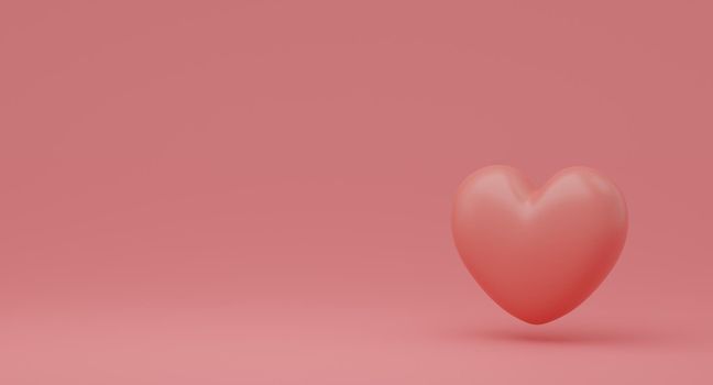 Valentine's Day concept, pink hearts balloons on pink background. 3D rendering.