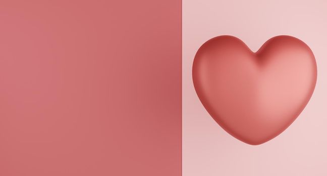 Valentine's Day concept, pink hearts balloons on pink background. 3D rendering.