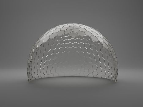 Mock-up transparent glass dome protection Concept or barrier 3d rendering.