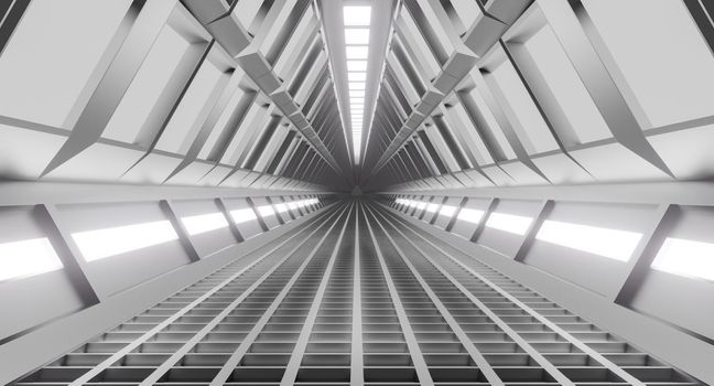 Spaceship corridor, tunnel with light. sci-fi, science concept. 3d rendering.