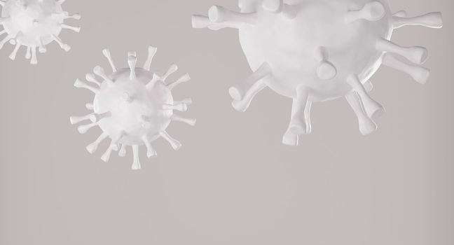 White corona virus cell on grey background. 3d rendering