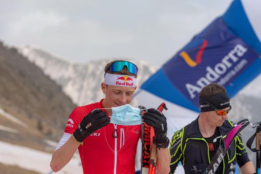 Arinsal, Andorra: 2021 March 4: BONNET Rémi SUI in the finish line ISMF WC Championships Comapedrosa Andorra 2021