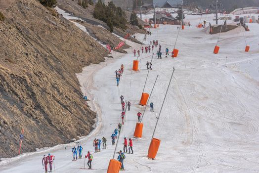 Arinsal, Andorra: 2021 March 4: Skiers in the ISMF WC Championships Comapedrosa Andorra 2021