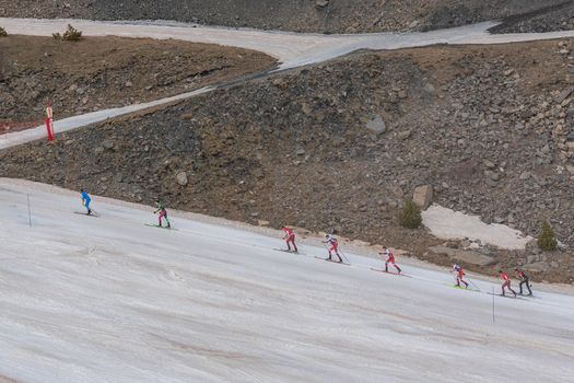 Arinsal, Andorra: 2021 March 4: Skiers in the ISMF WC Championships Comapedrosa Andorra 2021