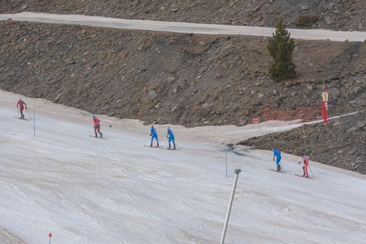 Arinsal, Andorra: 2021 March 4: Skiers in the ISMF WC Championships Comapedrosa Andorra 2021
