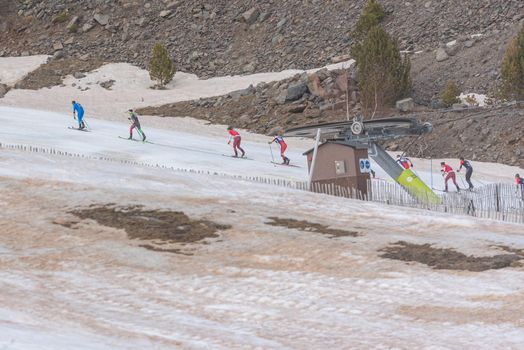 Arinsal, Andorra: 2021 March 4: Skiers in the ISMF WC Championships Comapedrosa Andorra 2021