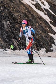 Arinsal, Andorra: 2021 March 4 : JAGERCIKOVA Marianna SVK in the finish line ISMF WC Championships Comapedrosa Andorra 2021 Vertical Race.