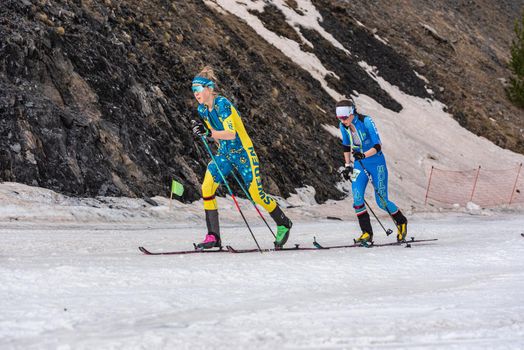 Arinsal, Andorra: 2021 March 4 : BORGSTRöM Fanny SWE in the finish line ISMF WC Championships Comapedrosa Andorra 2021 Vertical Race.