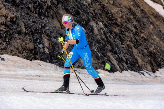 Arinsal, Andorra: 2021 March 4 : FELICETTI Giorgia ITA in the finish line ISMF WC Championships Comapedrosa Andorra 2021 Vertical Race.