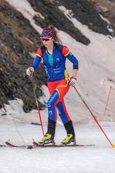 Arinsal, Andorra: 2021 March 4 : SEBASTIA BELLOBI Laia AND in the finish line ISMF WC Championships Comapedrosa Andorra 2021 Vertical Race.