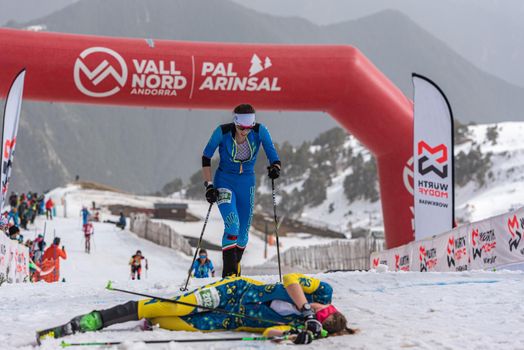 Arinsal, Andorra: 2021 March 4 :  MURADA Giulia ITA in the finish line ISMF WC Championships Comapedrosa Andorra 2021 Vertical Race.