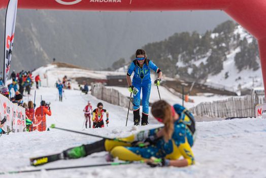 Arinsal, Andorra: 2021 March 4 :  MURADA Giulia ITA in the finish line ISMF WC Championships Comapedrosa Andorra 2021 Vertical Race.