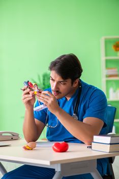 Doctor student explaining heart problems