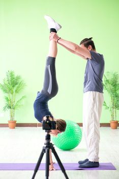 Pair recording sports video for vlog