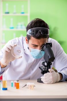 Man chemist working in the lab