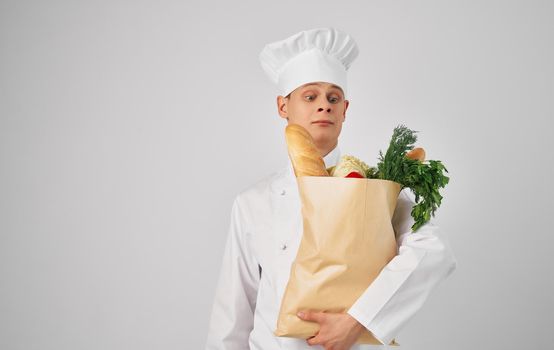 chef products cooking food restaurant professional lifestyle gray background. High quality photo