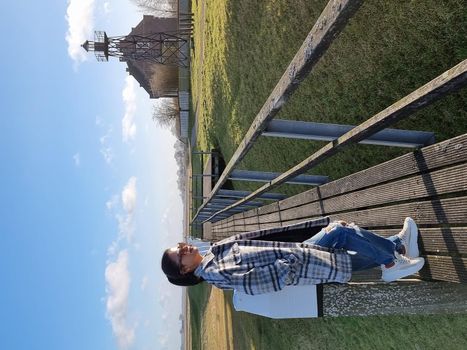 The former island Schokland. The Netherlands with beautiful spring clouds and a blue sky, The former island of Schokland was the first UNESCO World Heritage Site in the Netherlands. Holland