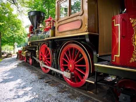 View of Antique Restored Steam Locomotive Drive Gear