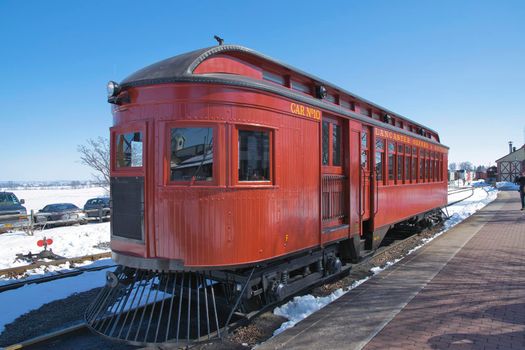 Strasburg, Pennsylvania, March 2018 - View of a 1910 Rail Car Totally Restored and Operational