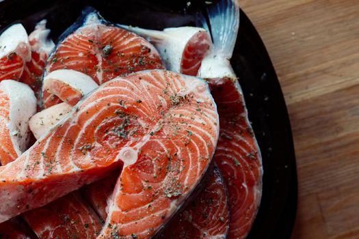 red fish marinated on a plate cooking seafood delicacy. High quality photo