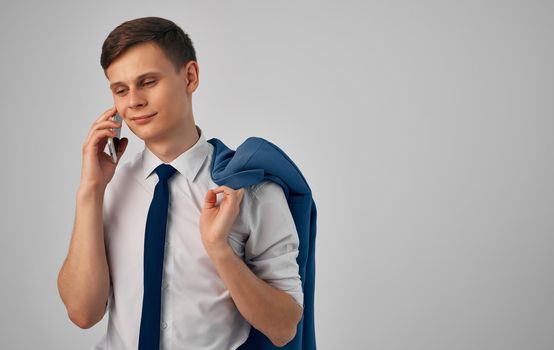 business man in a suit with a tie official manager communication. High quality photo