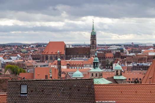 View from Nuremberg castle at the old city of Nuremberg, Bavaria, Germany in autunm