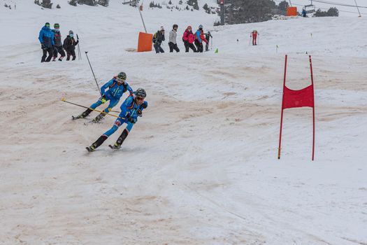 Arinsal, Andorra: 2021 March 6: EYDALLIN Matteo ITA and Robert ANTONOLI ITA in ISMF WC Comapedrosa 2021 Andorra. Individual Race