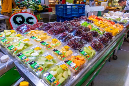 Fruit counters in the grocery section of the supermarket.