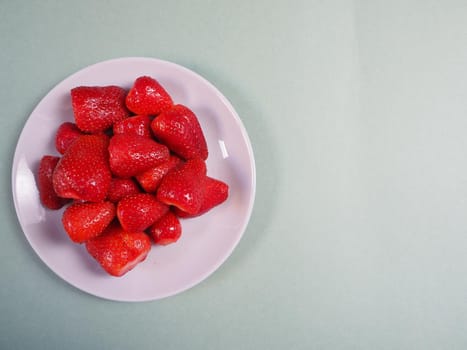 Ripe strawberries. Ripe red berries on a platter. High quality photo