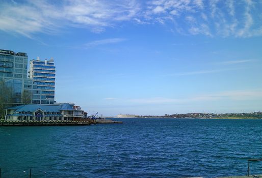 Urban landscape of Sevastopol with buildings and architecture.