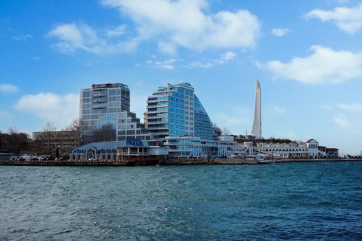 Urban landscape of Sevastopol with buildings and architecture.