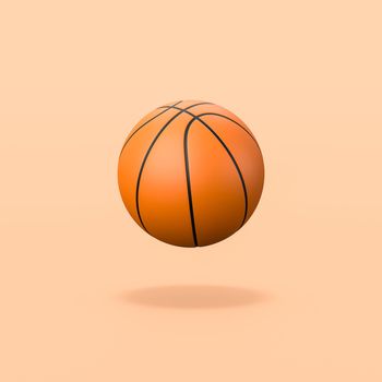 Basketball Ball Isolated on Flat Orange Background with Shadow 3D Illustration