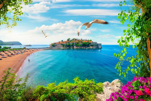 Beach near the island of Sveti Stefan