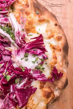 Italian pizza with mozzarella and radicchio