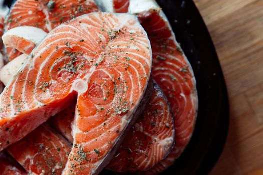 red fish marinated on a plate cooking seafood delicacy. High quality photo