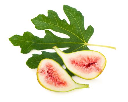 ripe figs cut piece collection isolated on white background clipping path.